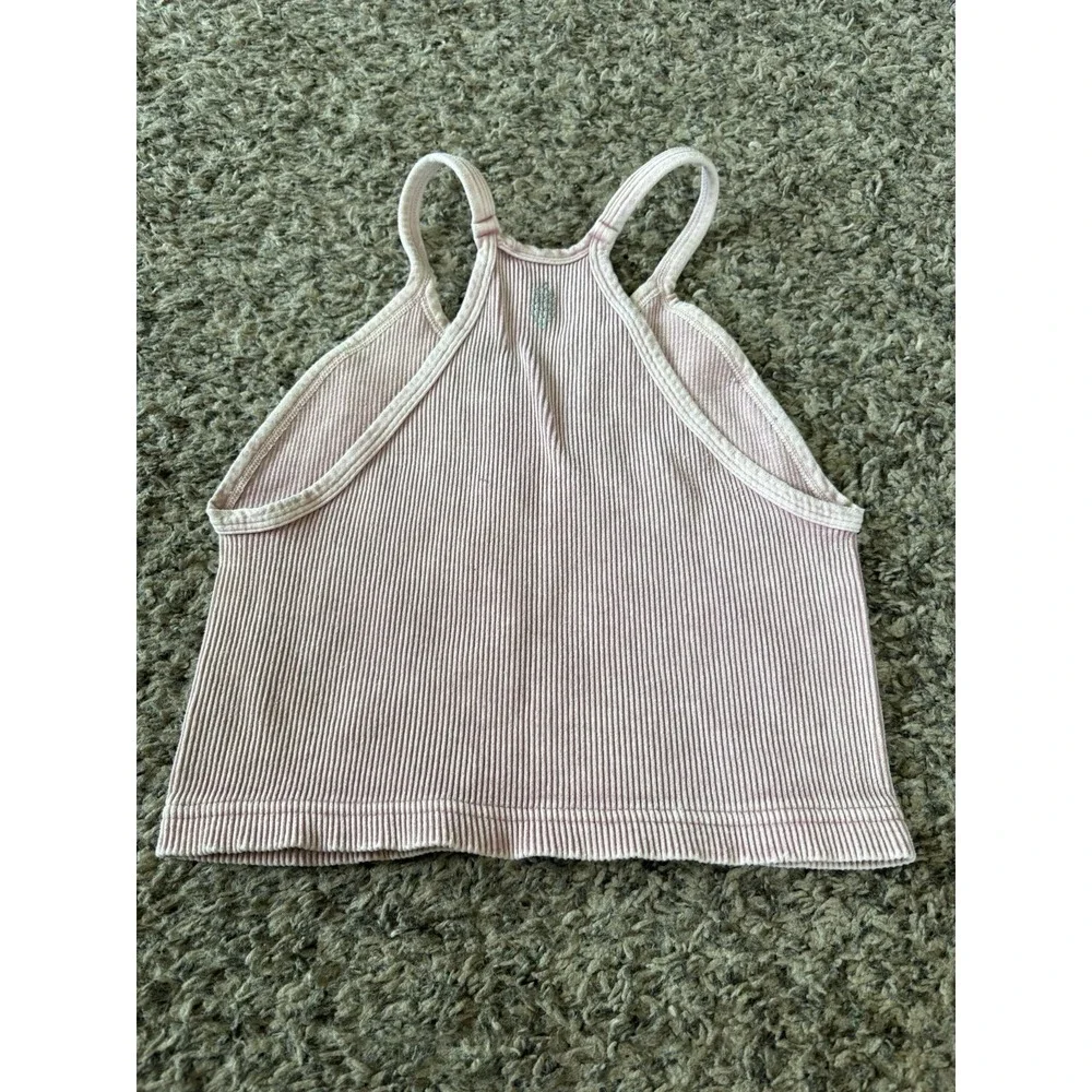 FP Movement Happiness Runs Pink Ribbed Knit Racerback Tank Top Women's M/L